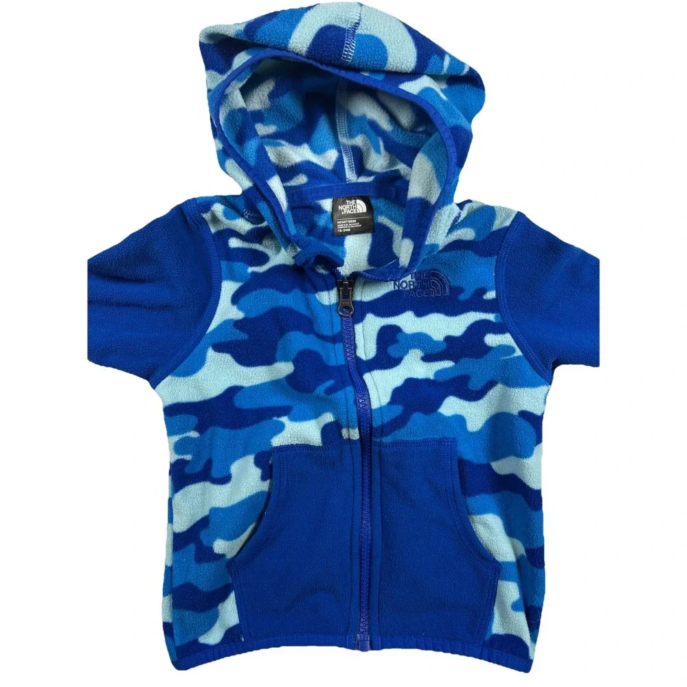 The North Face Baby Infant Fleece Full Zip Hoodie Jacket Size 18-24 Months Blue